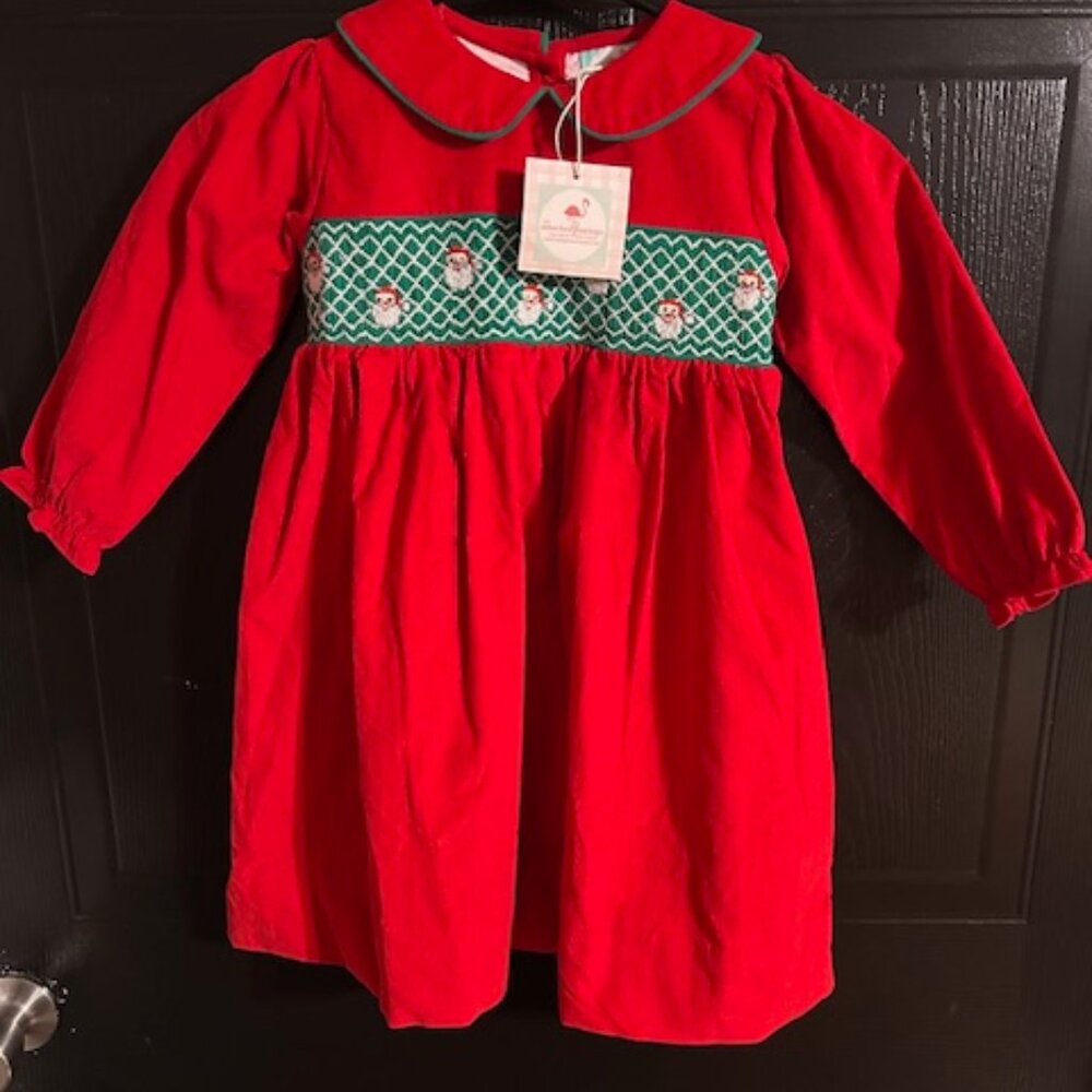 Smocked Flamingo Santa Dress